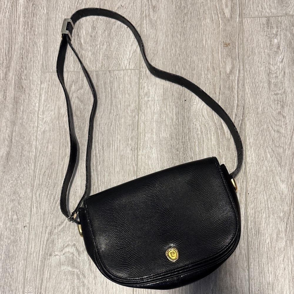 Pierre Cardin Paris Black Leather Shoulder Bag